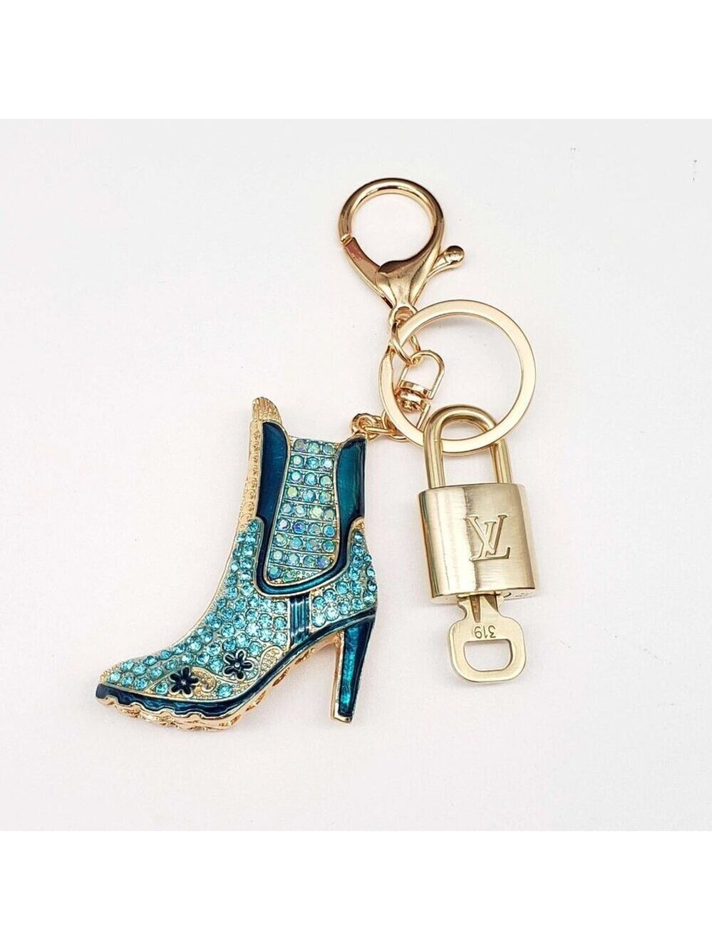 Louis Vuitton Gold Lock 🔑 Authentic LV Padlock + Unbranded Shoe Bag Charm - Picture 7 of 10